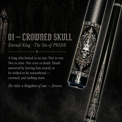 Novera Crowned Skull King Gothic Carbon Fiber Pool Cue | Dark Gothic
