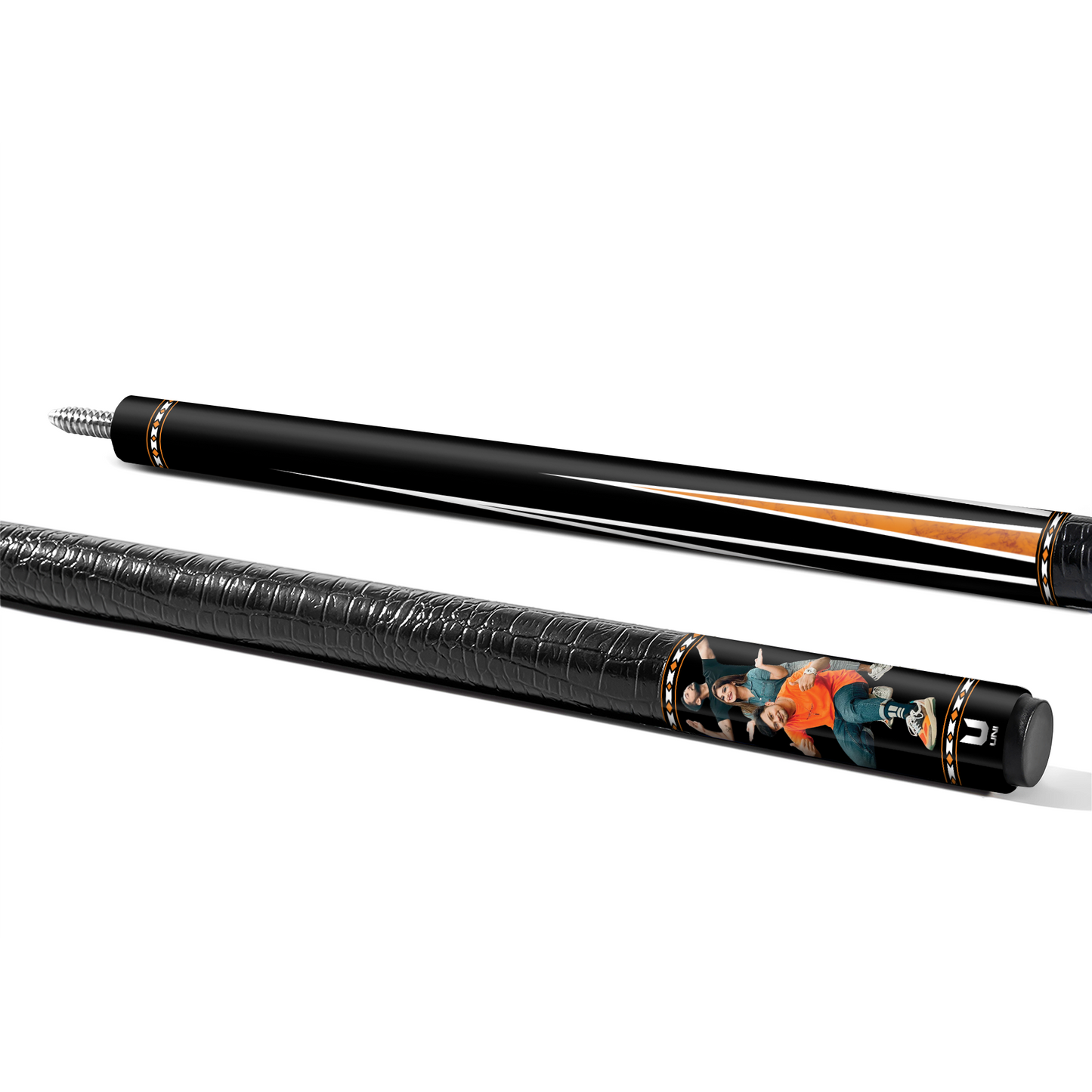 Custom Friends Group Photo Carbon Fiber Pool Cue – Personalized Cue with Your Image