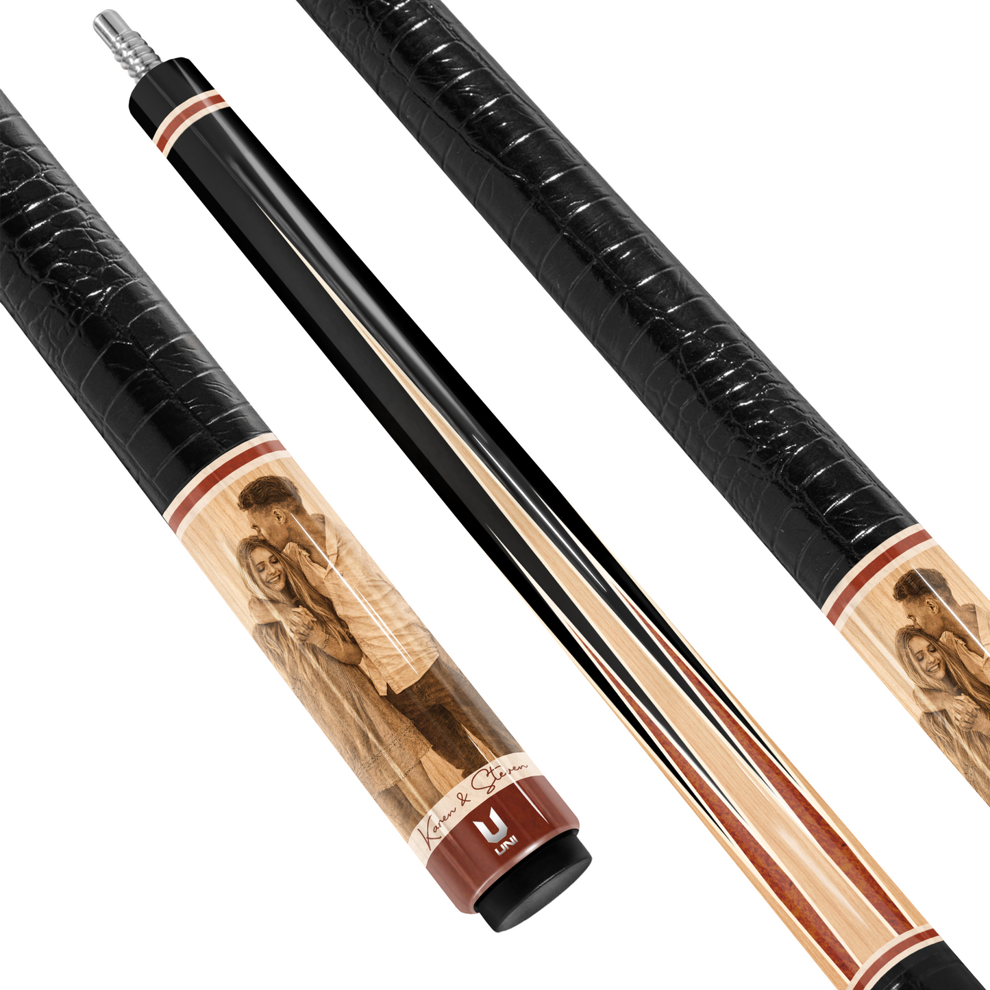 Couple Memory Custom Pool Cue – Your Photo on Carbon Fiber Cue