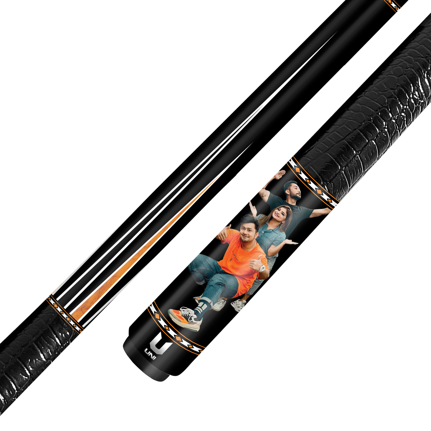 Custom Friends Group Photo Carbon Fiber Pool Cue – Personalized Cue with Your Image