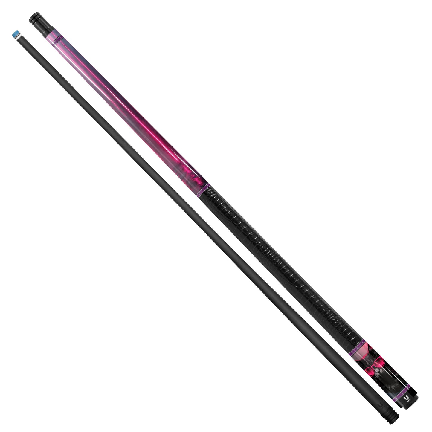 Neon Shadow Cat Carbon Fiber Pool Cue - Cyberpunk Pink & Black Future Art Stick