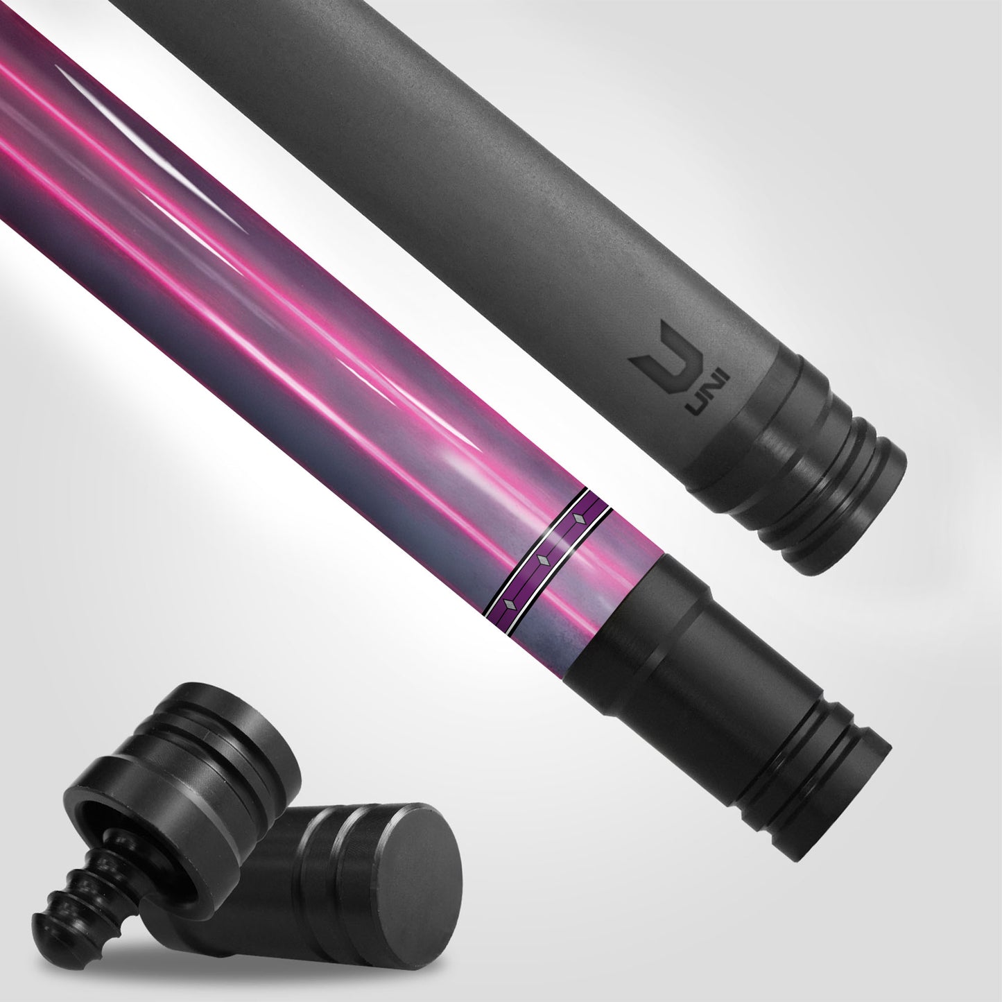 Neon Shadow Cat Carbon Fiber Pool Cue - Cyberpunk Pink & Black Future Art Stick
