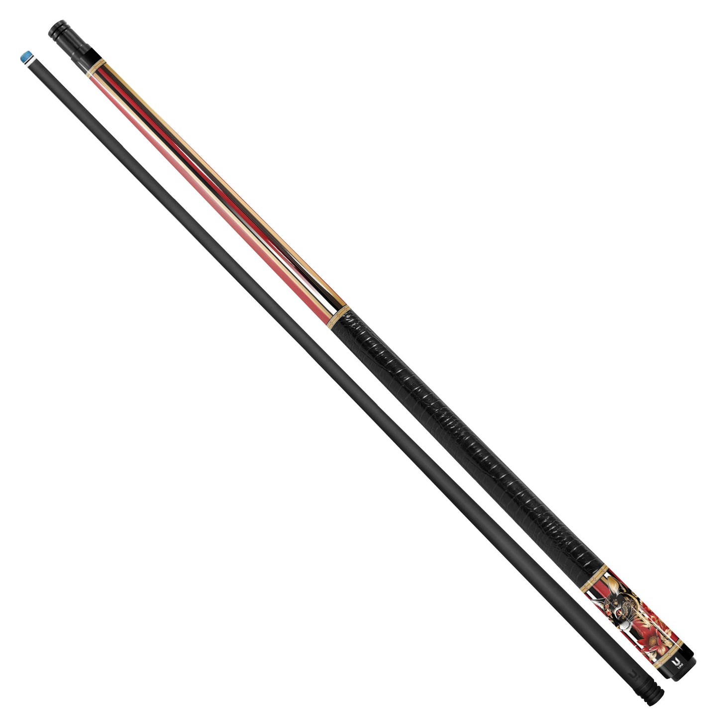 Royal Ornament Cat Carbon Fiber Pool Cue - Baroque Floral & Gold Scrollwork Elite Stick