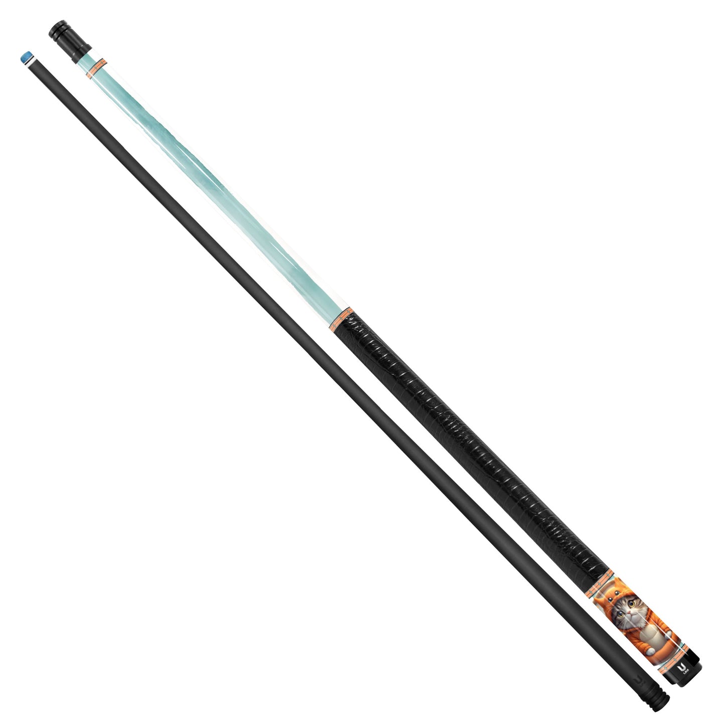 Dragon-Cat Watercolor Carbon Fiber Pool Cue - Magical Cosplay & Fantasy Art Stick