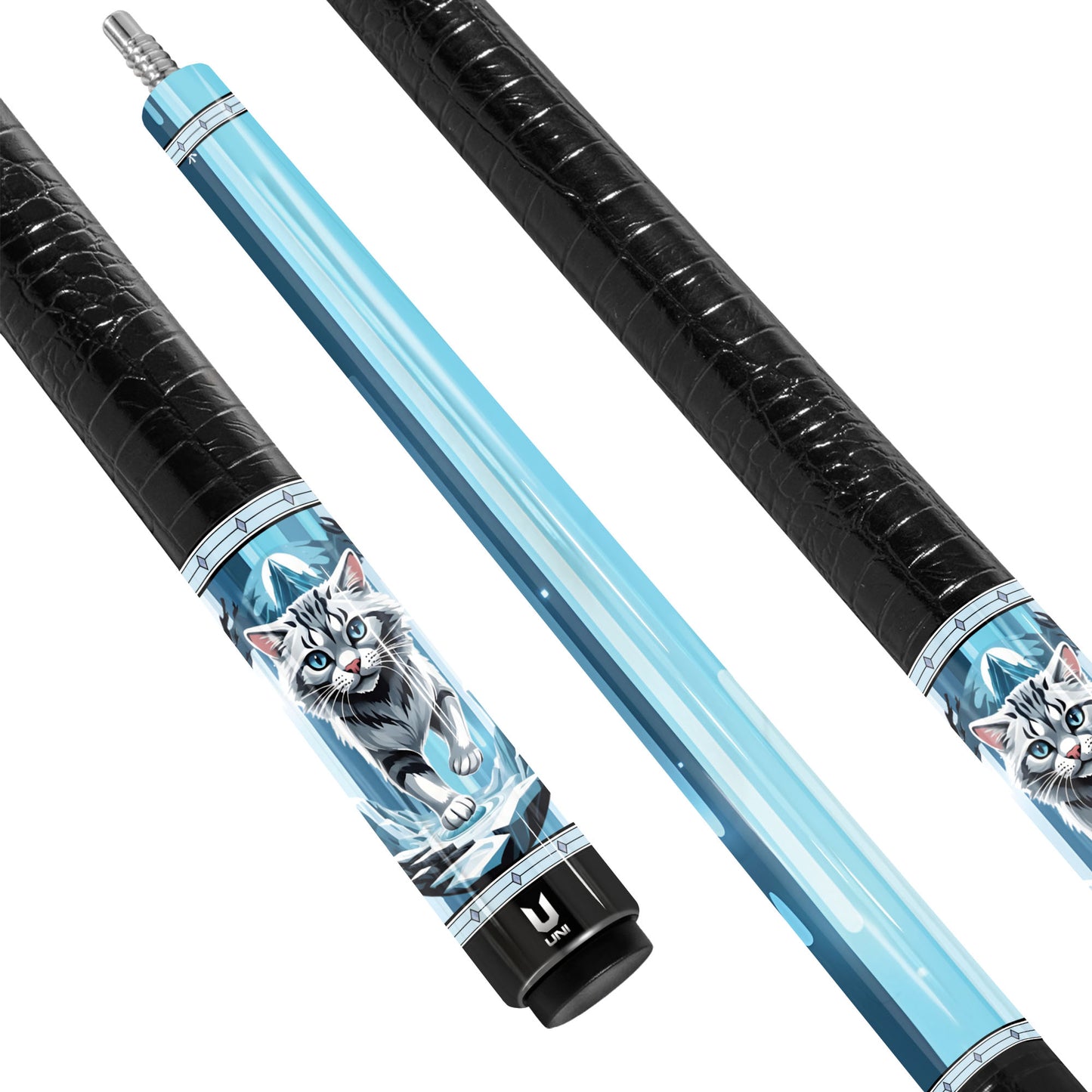 Frozen Predator Snow Cat Carbon Fiber Pool Cue - Ice Blue Ethereal Design Elite Stick