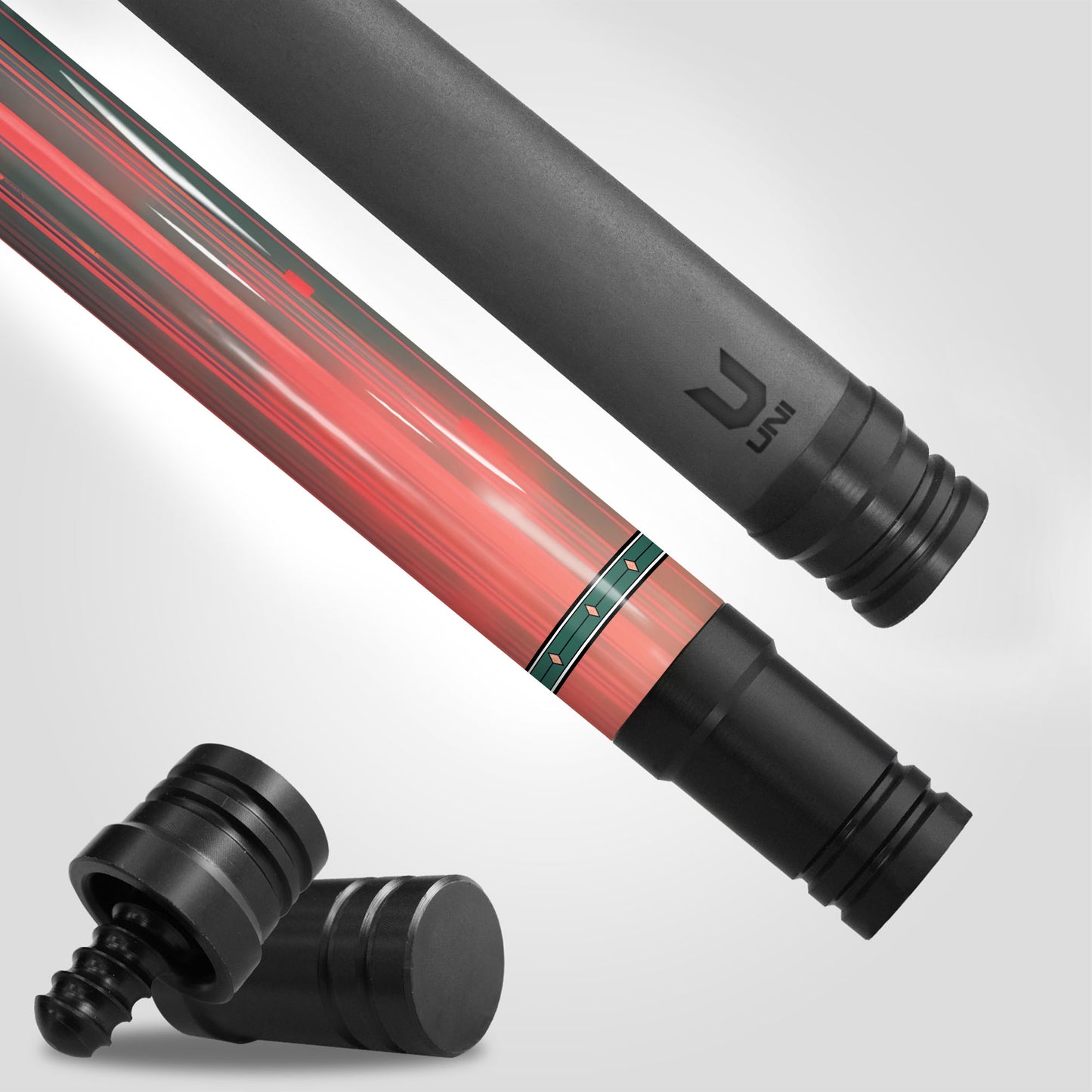 Cybernetic Predator Cat Carbon Fiber Pool Cue - Digital Glitch & Red Neon Tech Art Stick