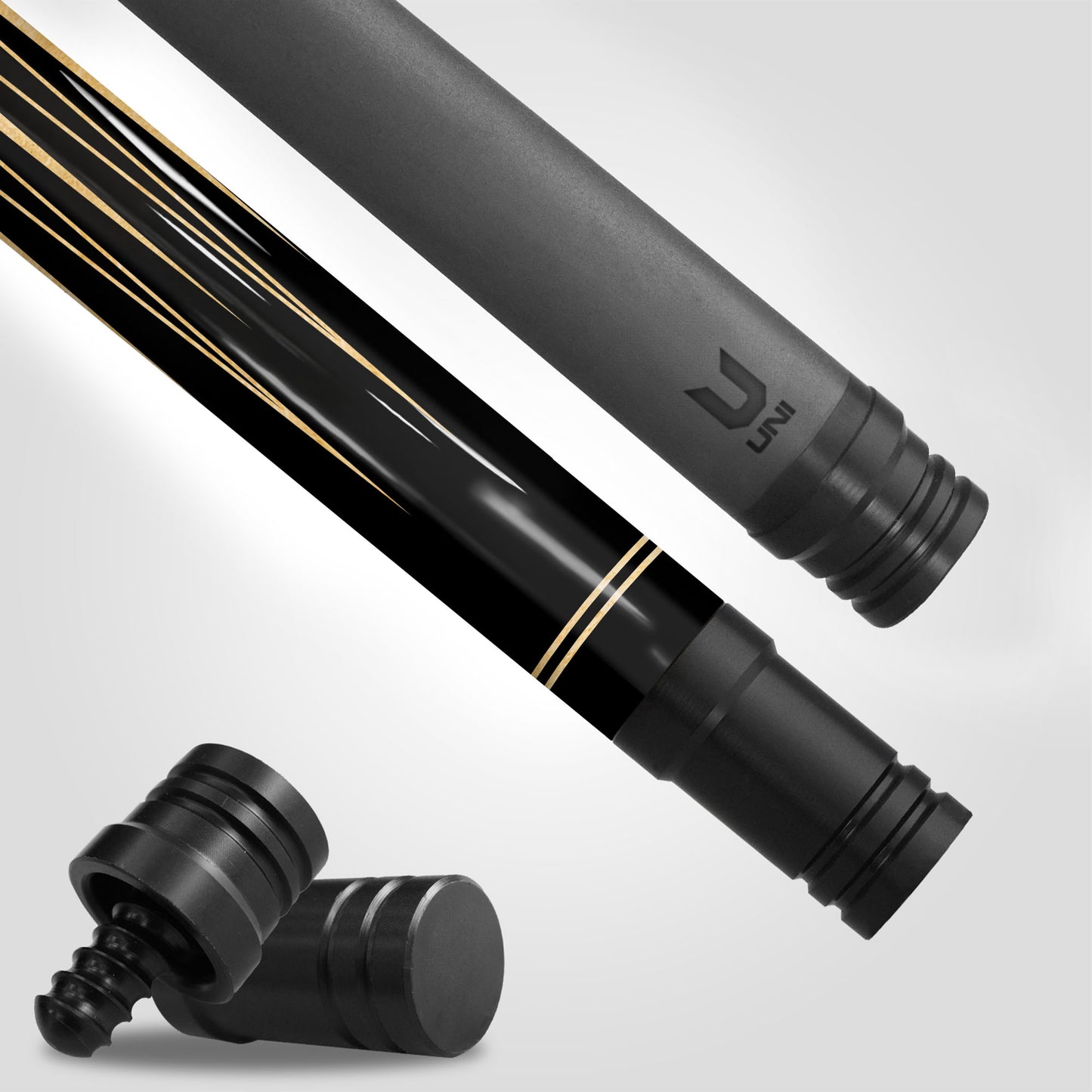 Luxury Golden Honey Burl Carbon Fiber Pool Cue - Midnight Ebony & Amber Stone Inlay Elite Stick