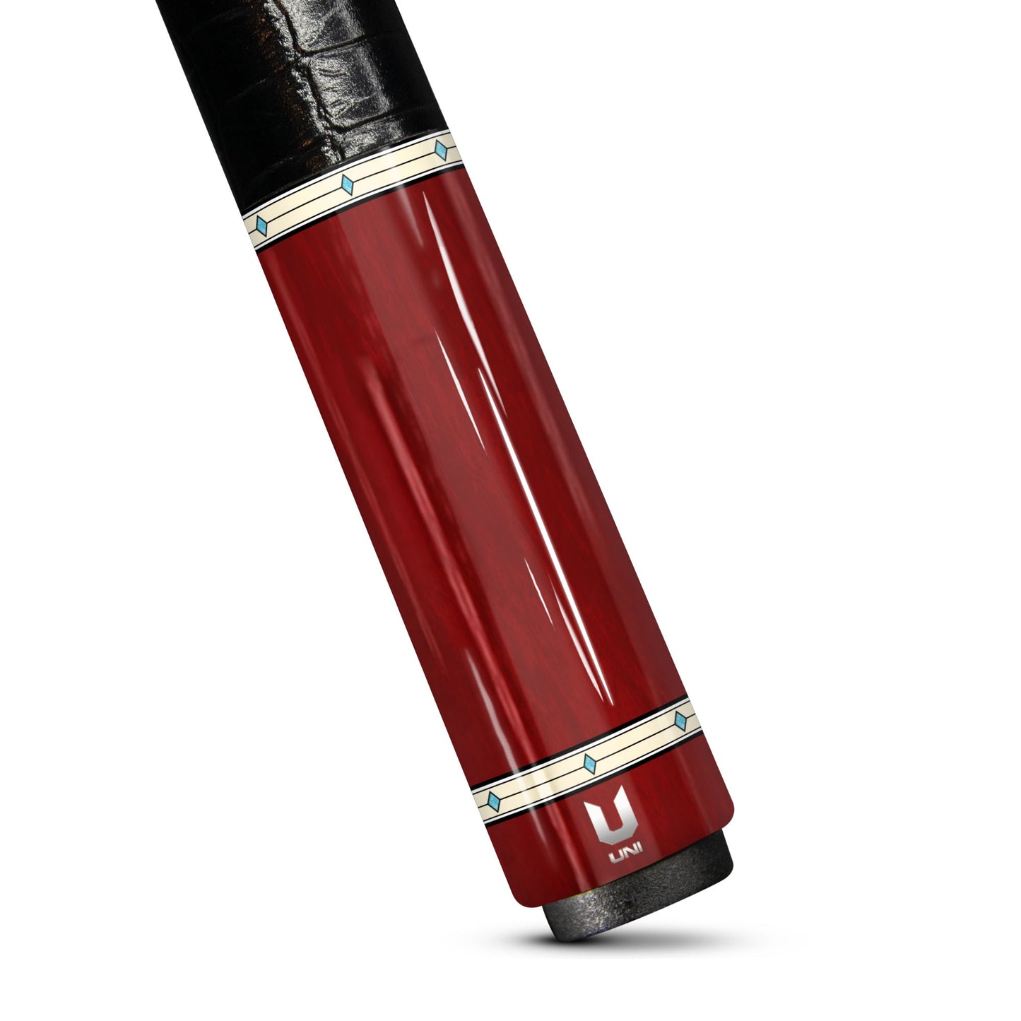 Crimson Rosewood Carbon Fiber Pool Cue - Turquoise Point Inlay & Royal Heritage