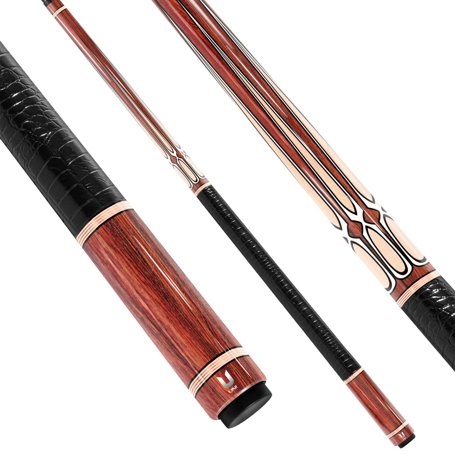 Heritage Cocobolo Carbon Fiber Pool Cue - Classic Ivory Point Inlay & Exotic Wood Grain