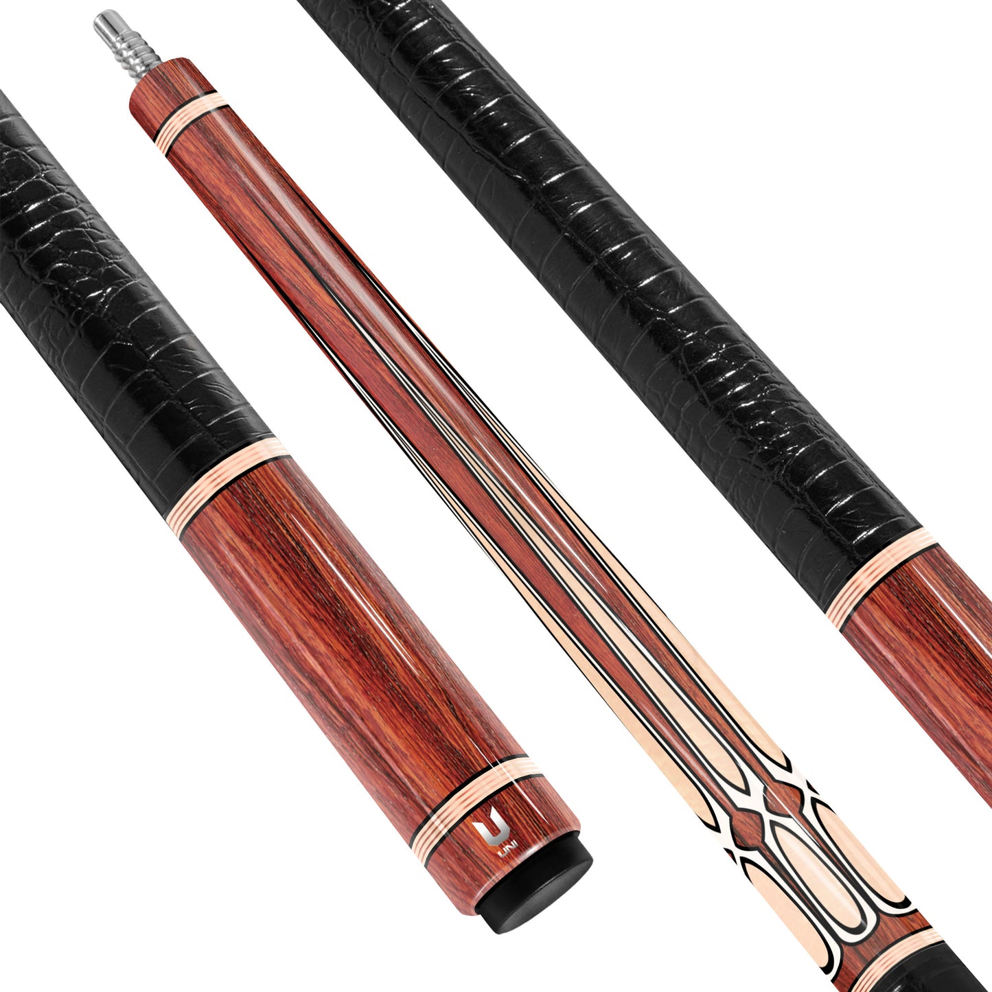 Heritage Cocobolo Carbon Fiber Pool Cue - Classic Ivory Point Inlay & Exotic Wood Grain