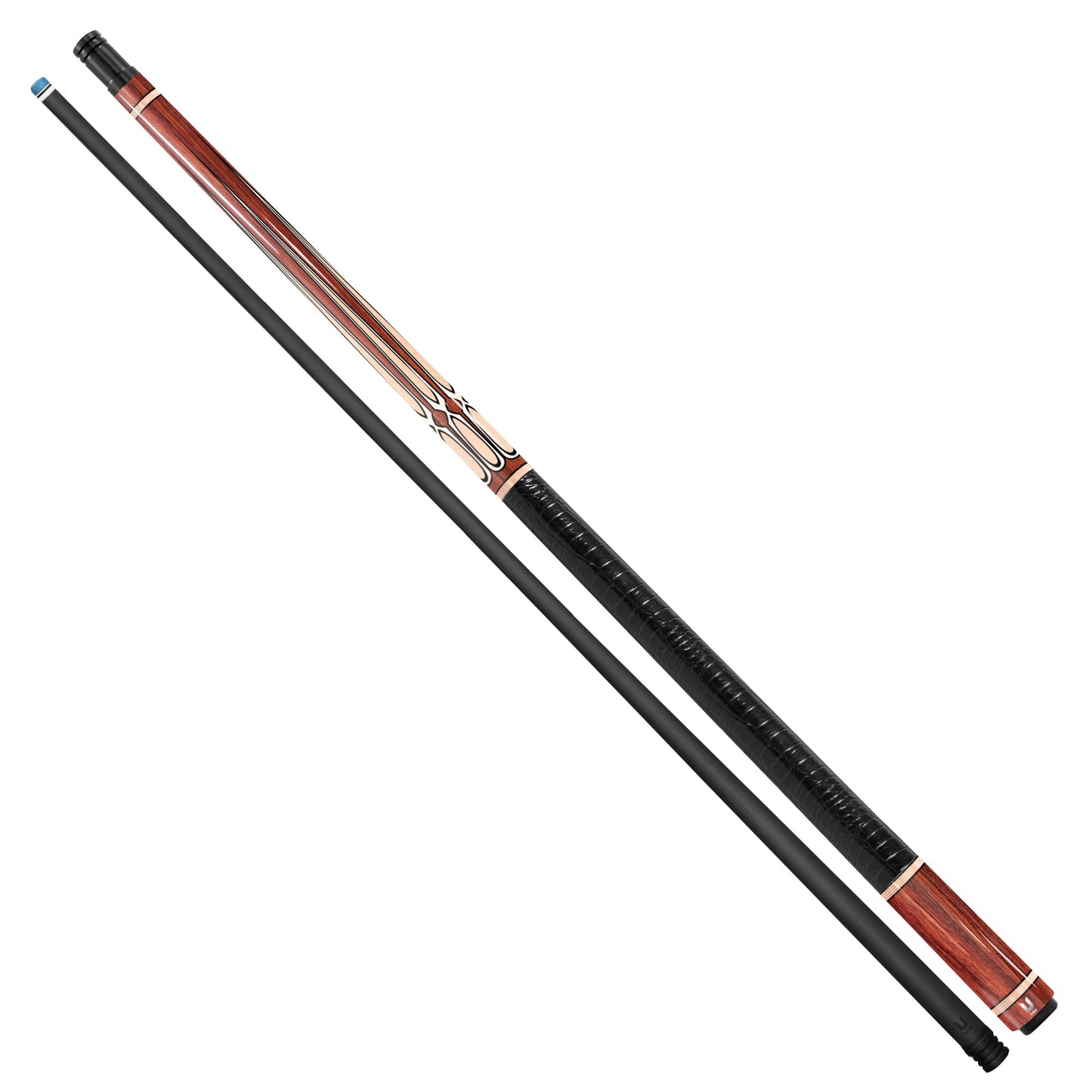 Heritage Cocobolo Carbon Fiber Pool Cue - Classic Ivory Point Inlay & Exotic Wood Grain