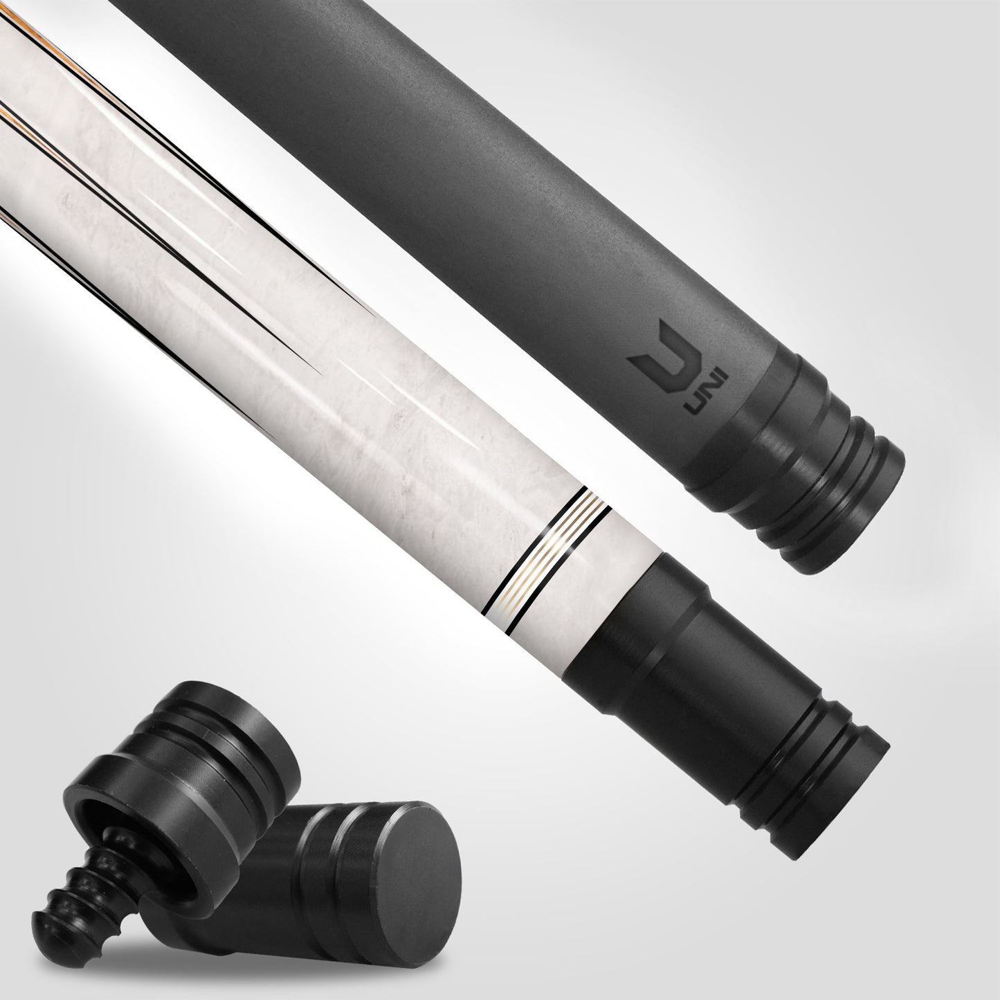 Luxury White Marble & Golden Burl Carbon Fiber Pool Cue - Modern Minimalist High-End Design Stick