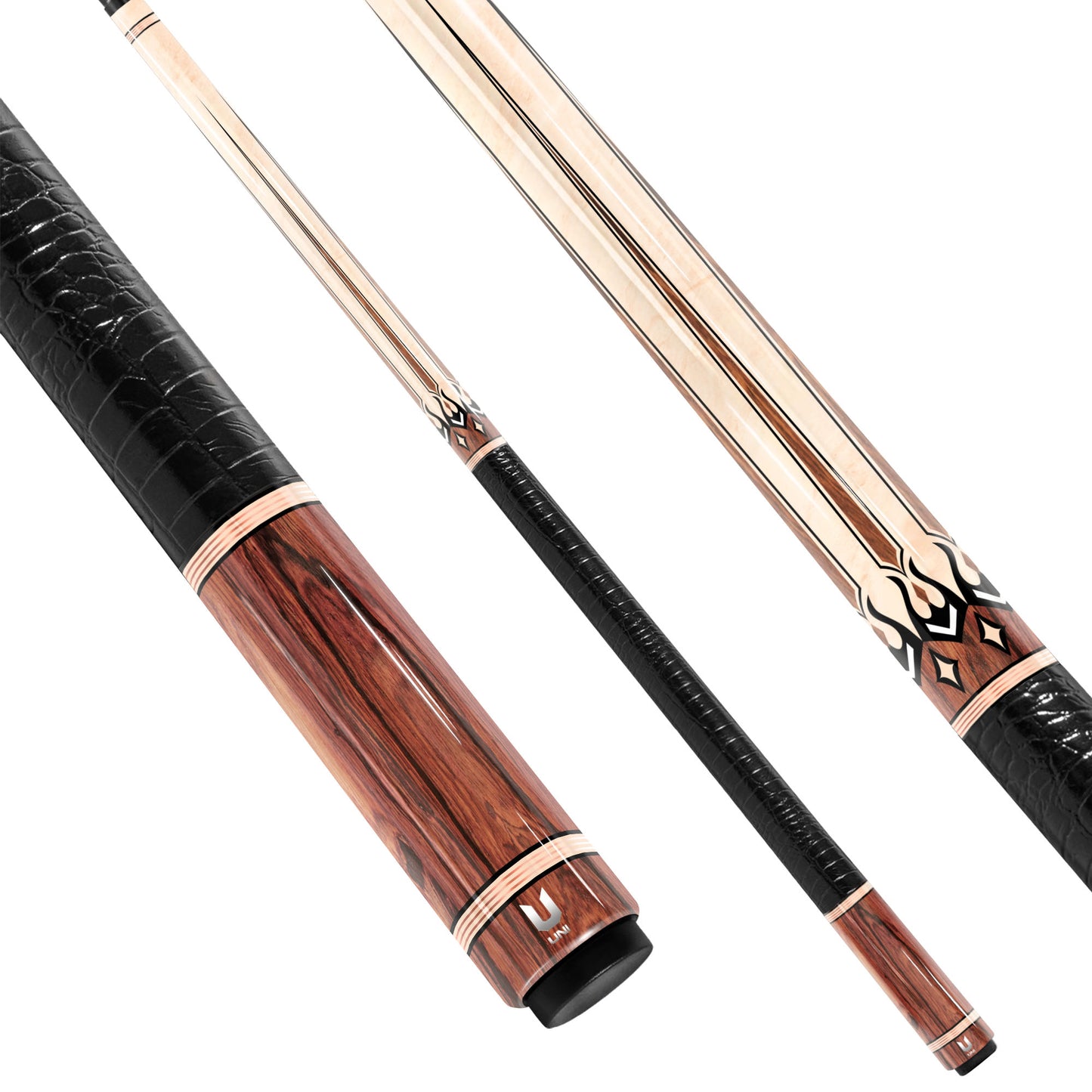 Premium Sandstone & Walnut Carbon Fiber Pool Cue - Natural Stone Finish & Classic Wood Point Inlay Stick