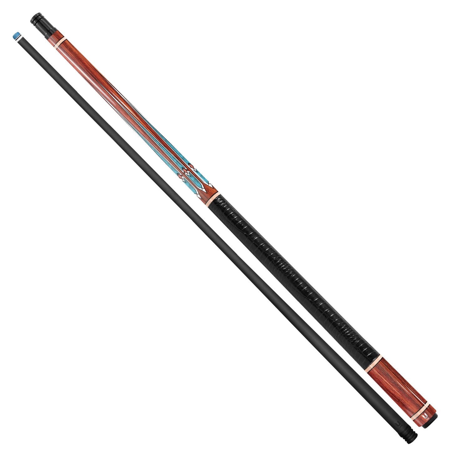 Exotic Cocobolo Carbon Fiber Pool Cue - Turquoise Stone Inlay & High-Contrast Southwest Design Stick