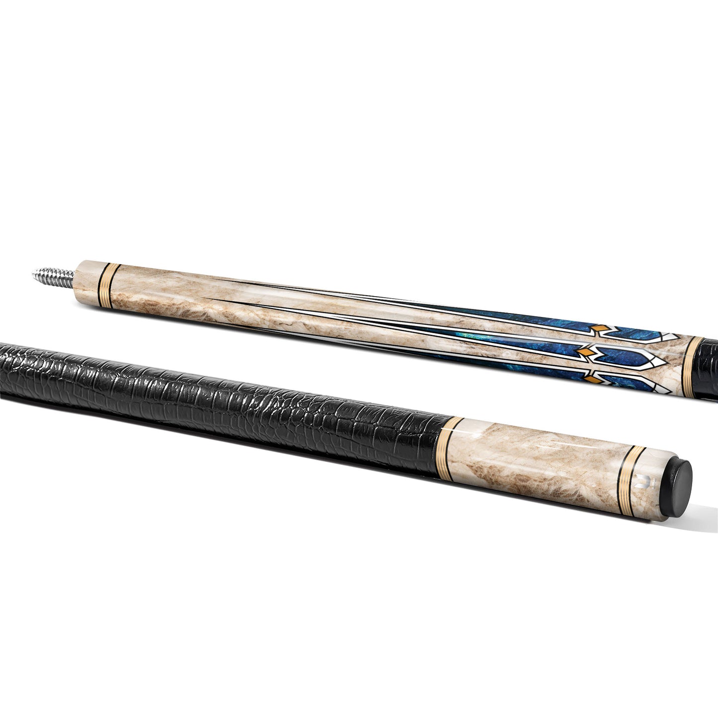 Celestial Marble Carbon Fiber Pool Cue - Deep Space Nebula Inlay & Exotic Stone Texture Stick