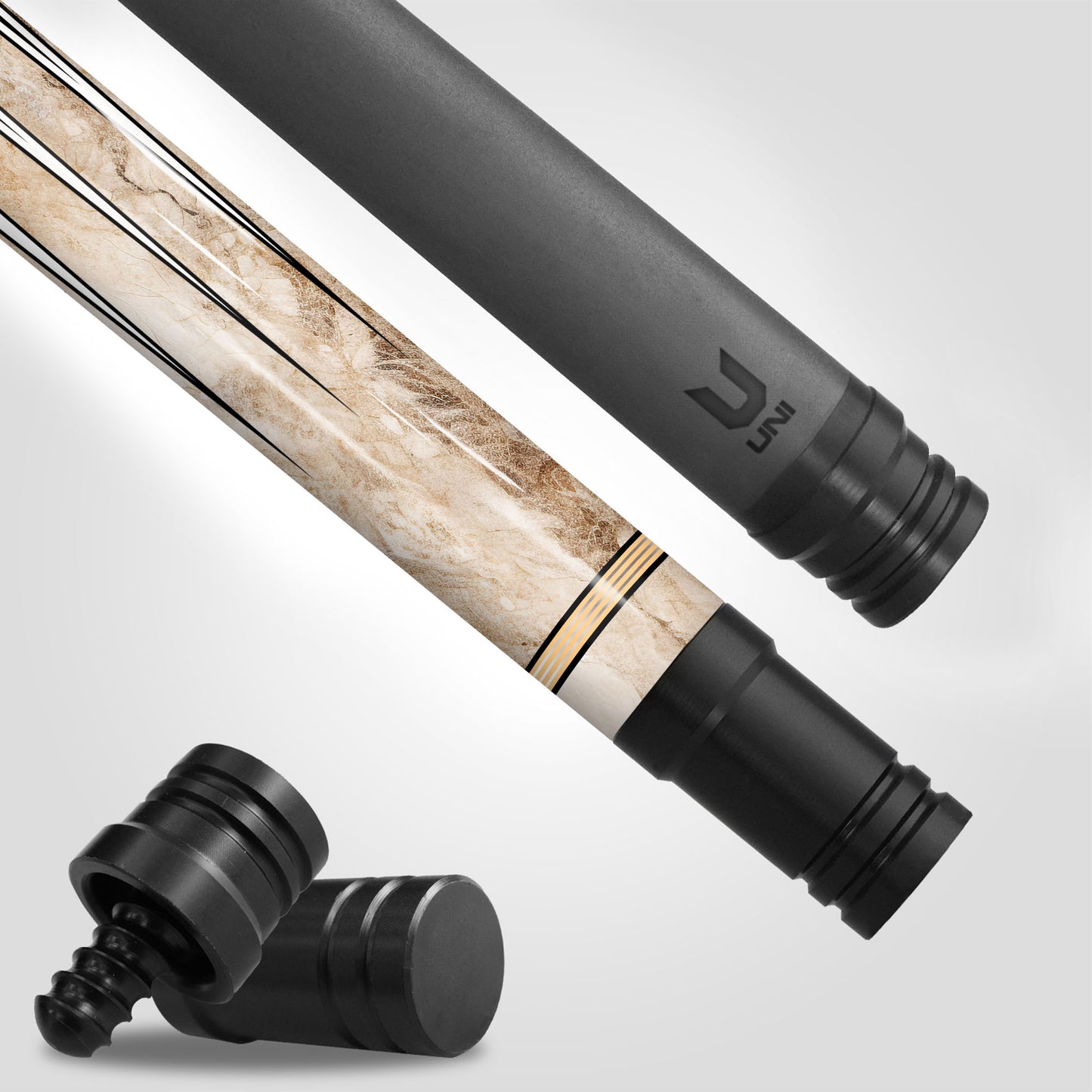 Celestial Marble Carbon Fiber Pool Cue - Deep Space Nebula Inlay & Exotic Stone Texture Stick