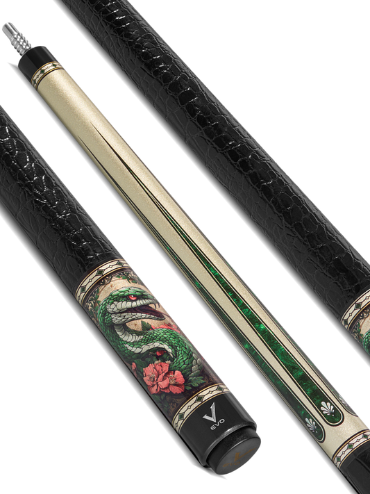 EVO BEAST POOL CUE - EMERALD COBRA - LEATHER WRAP