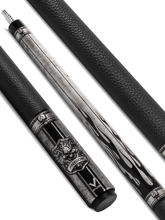 EVO FREEDOM POOL CUE - SHADOW FLAME - BLACK LEATHER WRAP