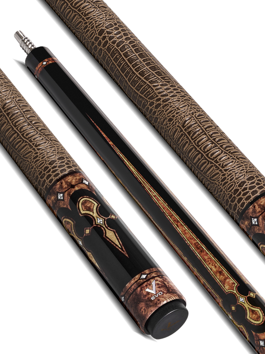 EVO CROWN POOL CUE - MONARCH BLADE - LEATHER WRAP