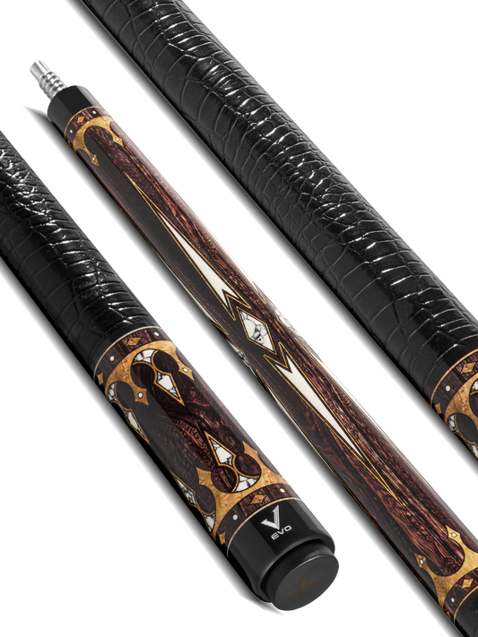 EVO CROWN POOL CUE - ANCIENT OAK - LEATHER WRAP