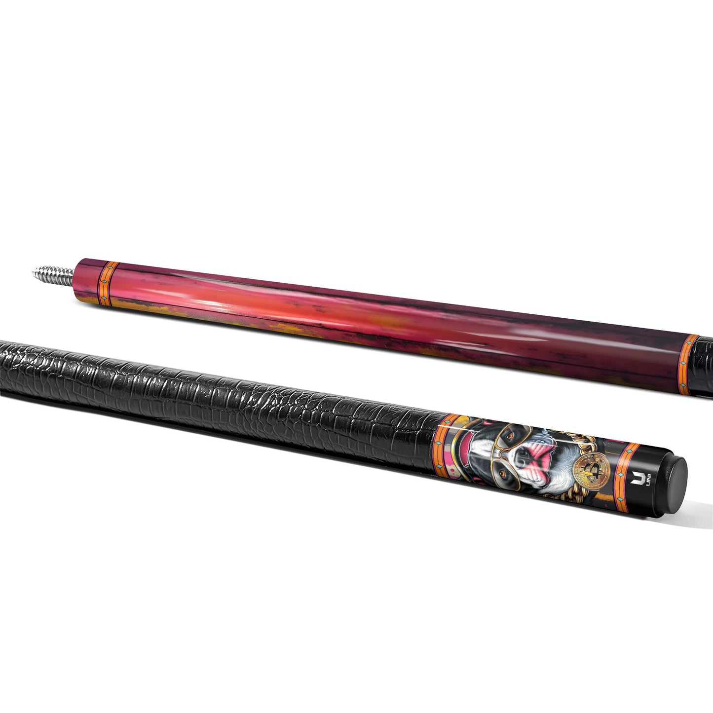 Bitcoin Boss Bulldog Carbon Fiber Pool Cue - Crypto Lifestyle & Urban Hype Art Stick