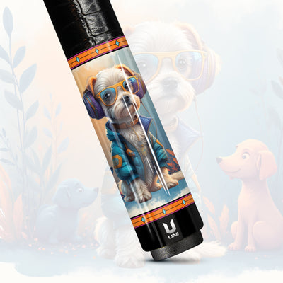 Uni Dog Carbon Fiber Pool Cue | Serene Puppy Watercolor