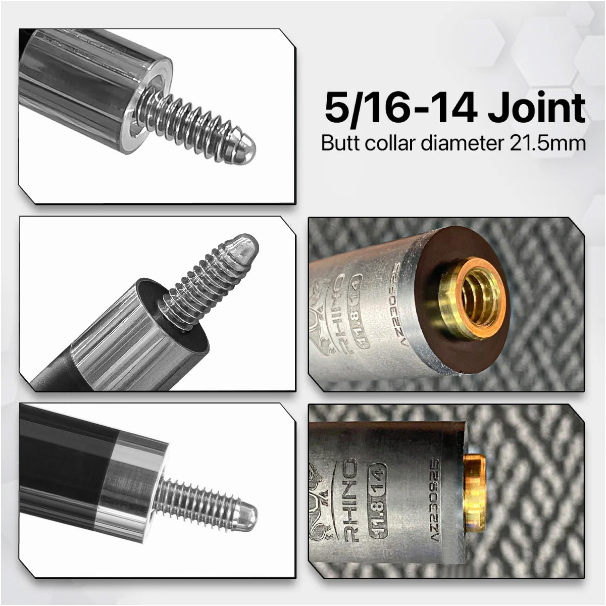 Rhino - 30" / 5/16-14 Carbon Pool Cue Single Shaft