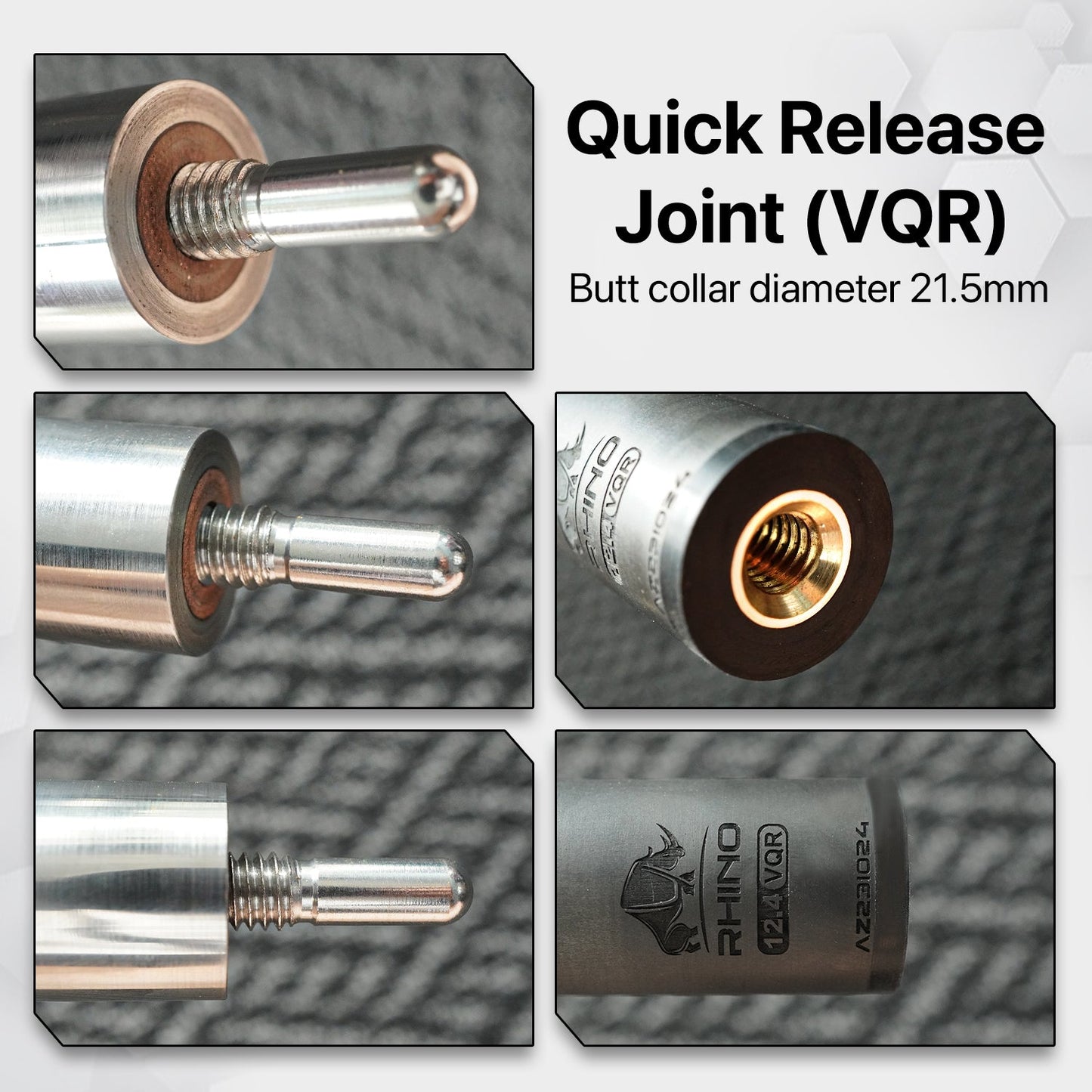 Rhino - 30" / Quick Release (VQR) Carbon Pool Cue Single Shaft