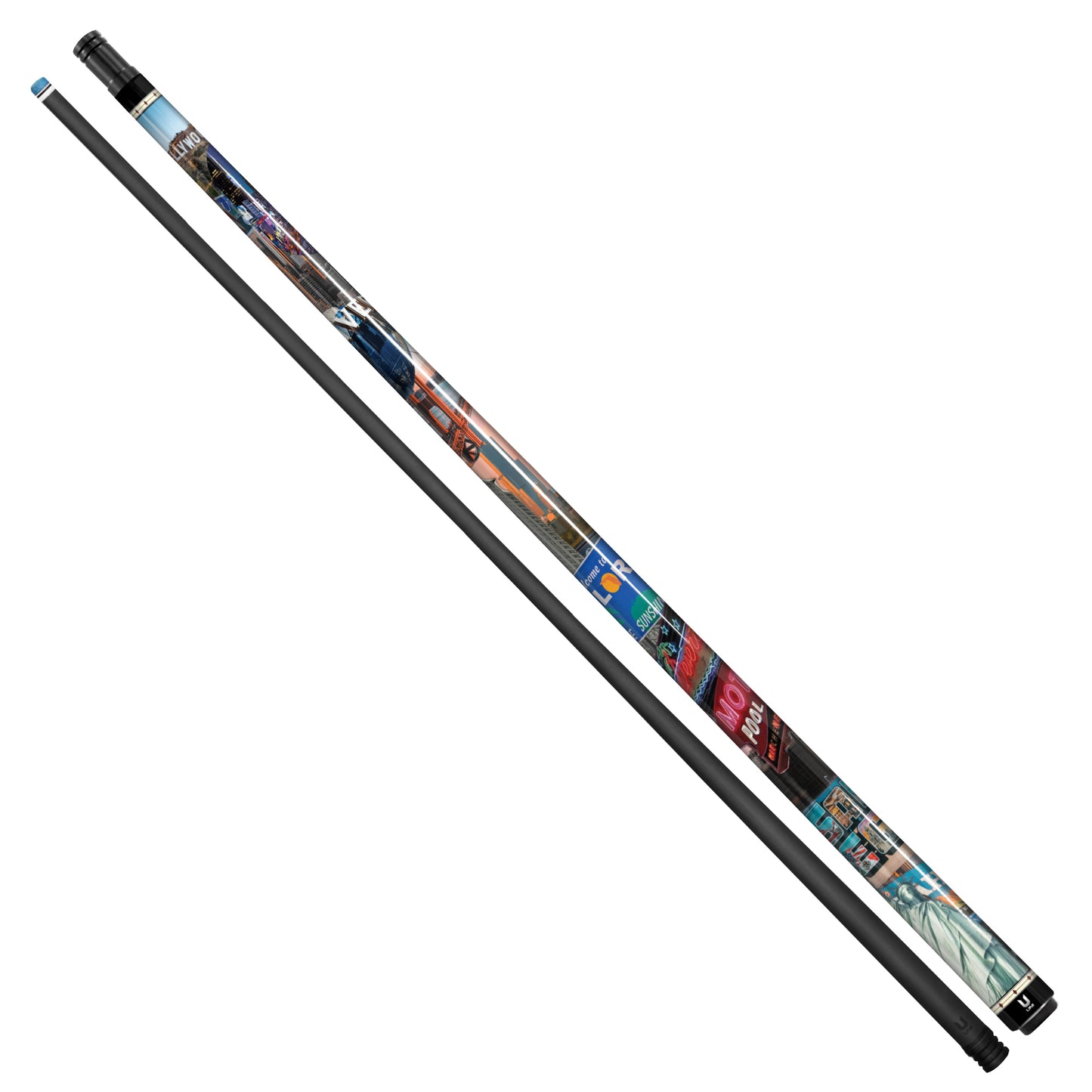 Ultimate "American Dream" Collage Carbon Fiber Pool Cue - USA Landmarks & Pop Culture Heritage Stick