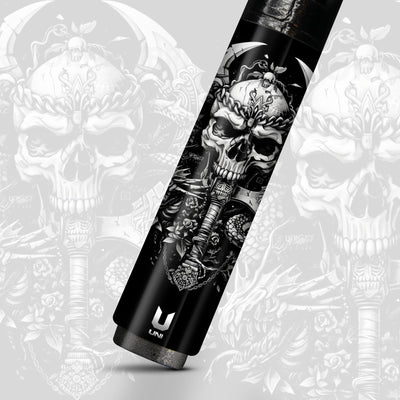 Uni Skull Carbon Fiber Pool Cue | Viking Warrior Dragon Axe Blackwork Art