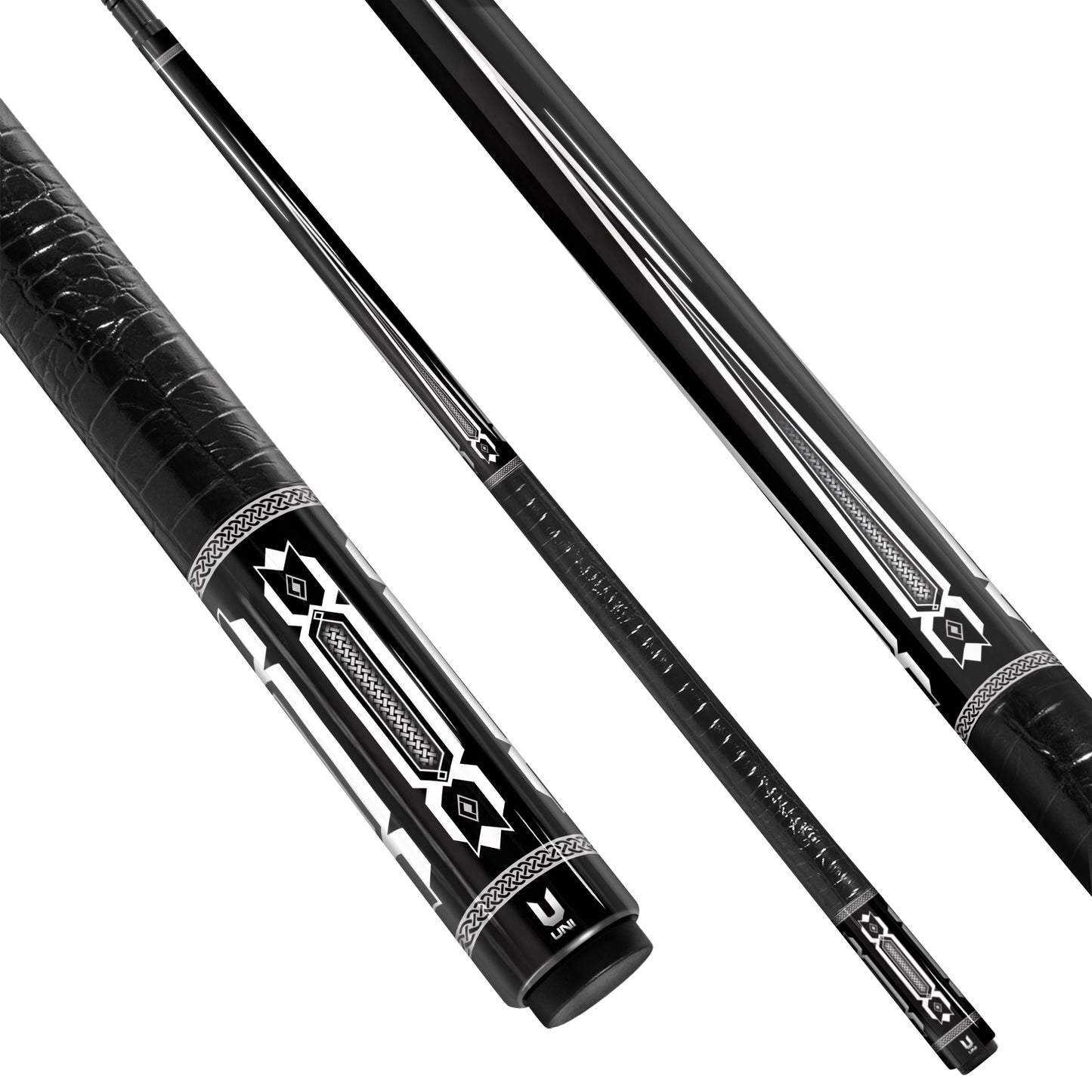 Viking-Style Premium Carbon Fiber Pool Cue – Black & Silver Edition