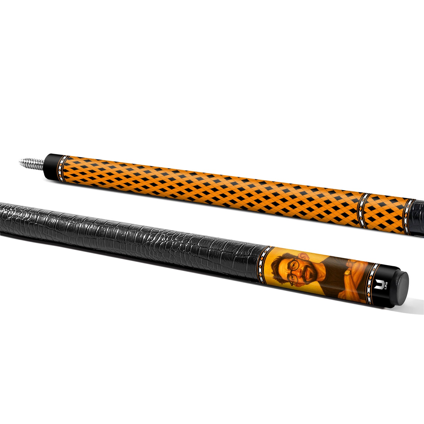 Personalized Caricature Cue Design β Carbon Fiber Pool Cue β Custom Cartoon Drawing From Photo