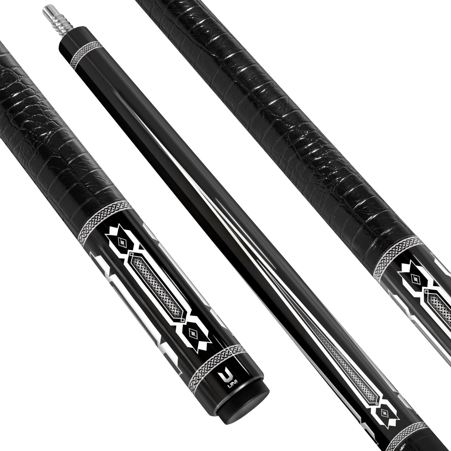 Viking-Style Premium Carbon Fiber Pool Cue – Black & Silver Edition