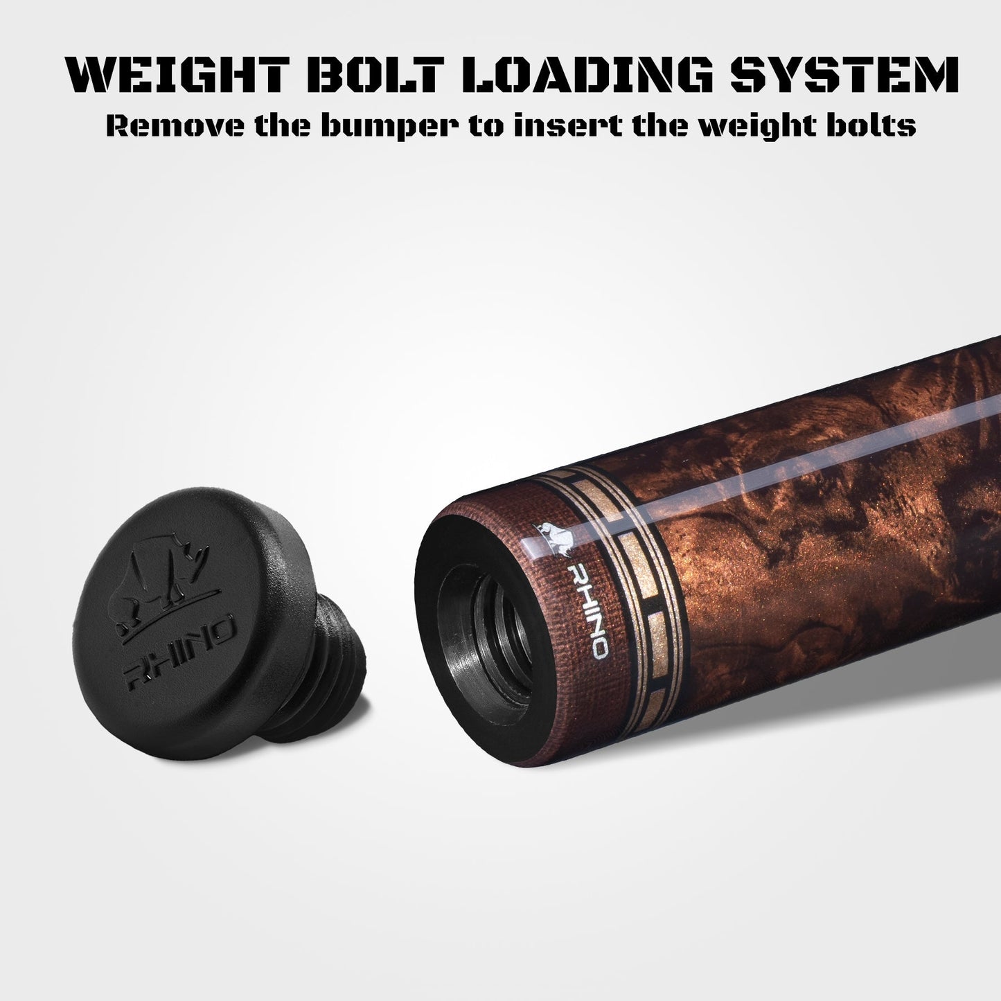 RHINO MUST POOL CUE - MU1 BURL BLUEPOINT