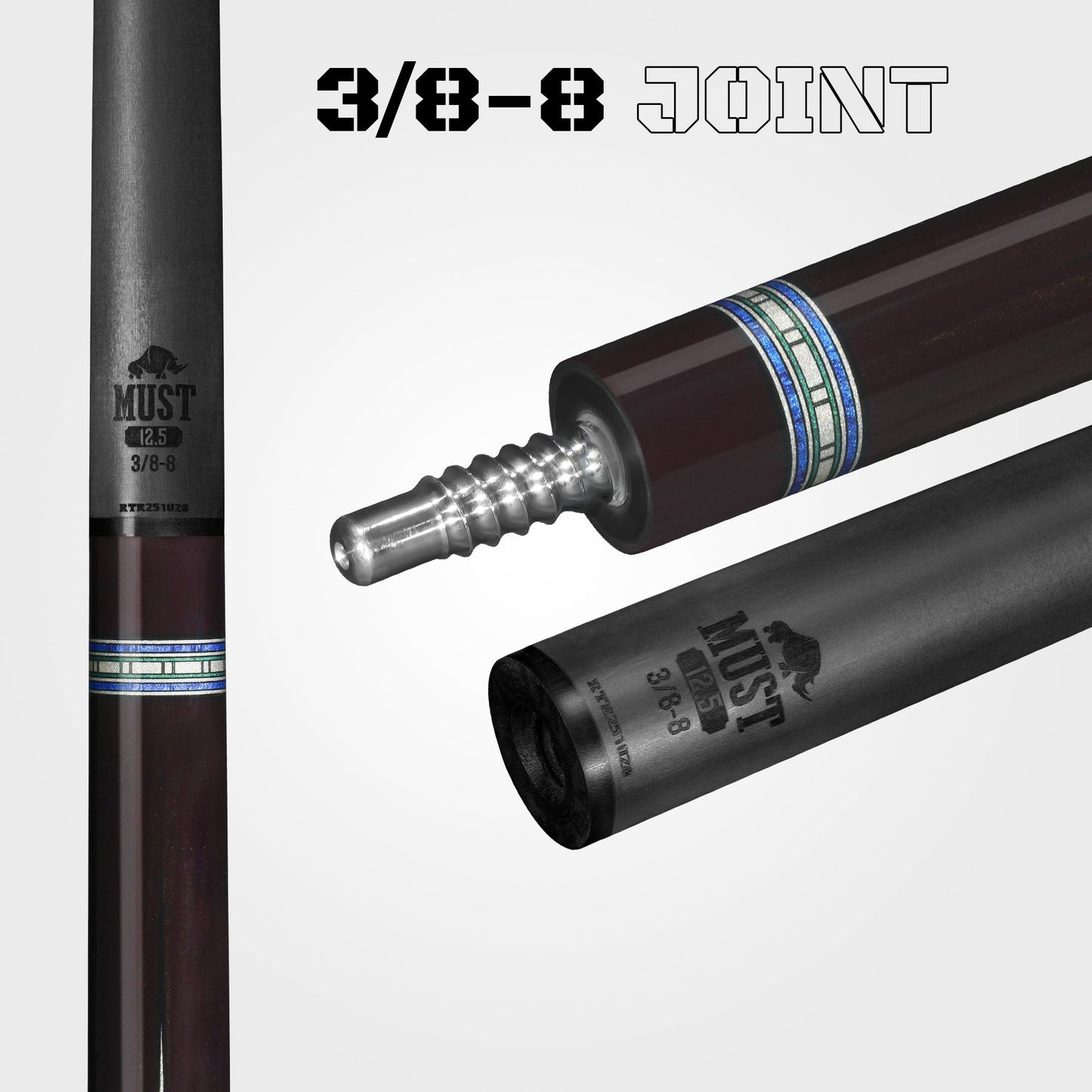 RHINO MUST POOL CUE - MU4 VERDE MULTIVENEER