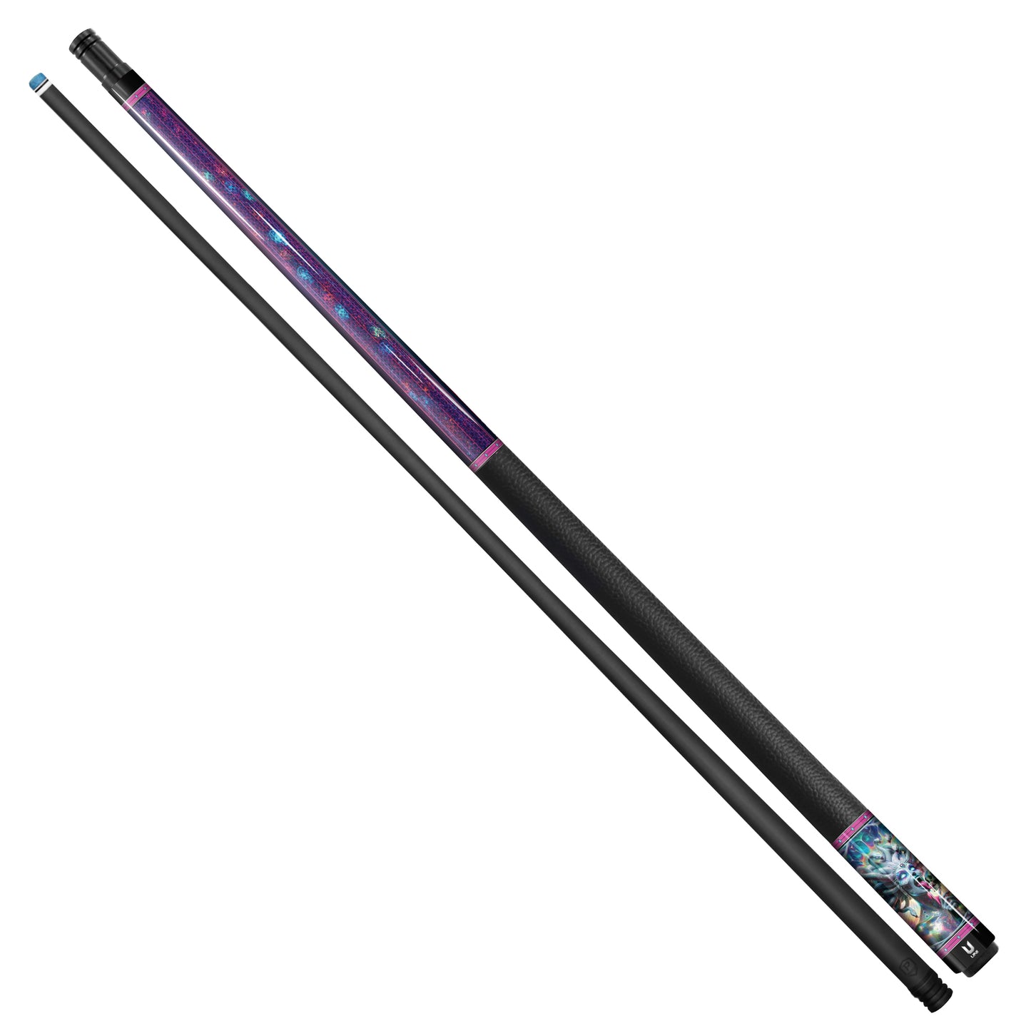 **Medusa’s Gaze Carbon Fiber Pool Cue – Psychedelic Neon Skull Edition – High-Performance Pro Cue**