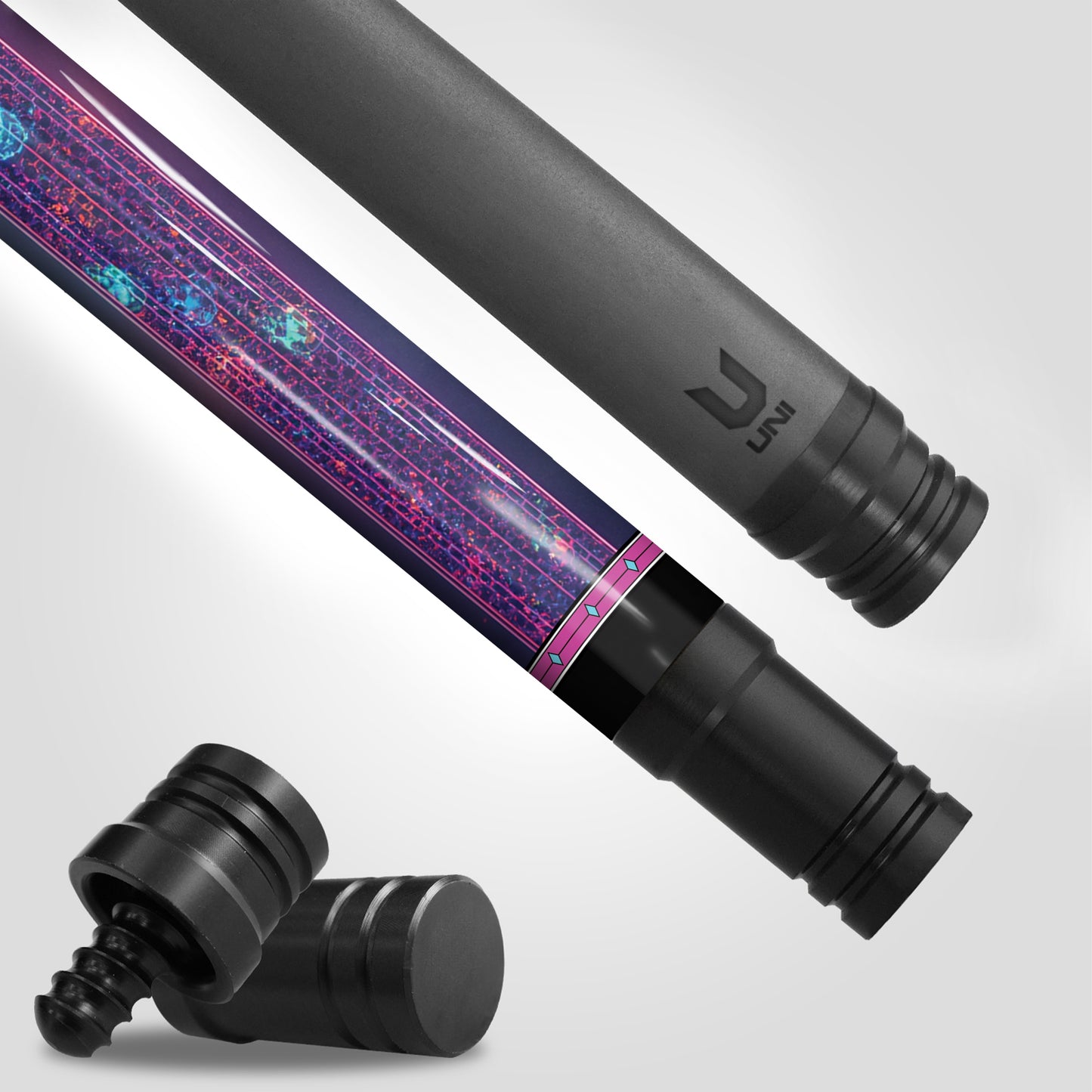 **Medusa’s Gaze Carbon Fiber Pool Cue – Psychedelic Neon Skull Edition – High-Performance Pro Cue**