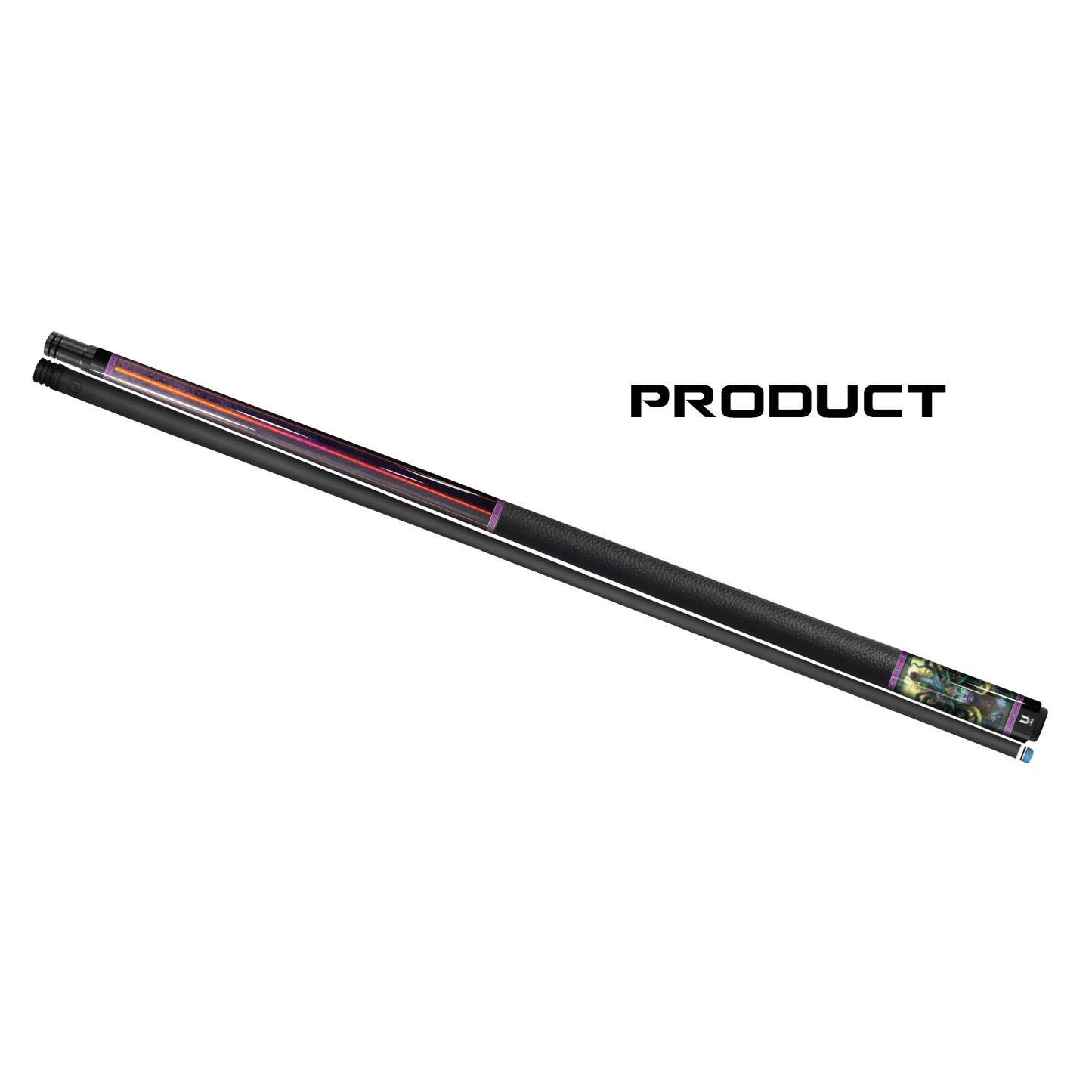 Medusa "Bioluminescent Empress" Custom Carbon Fiber Billiard Cue - Neon Laser & Gold Scrollwork - High-Performance Low Deflection Stick