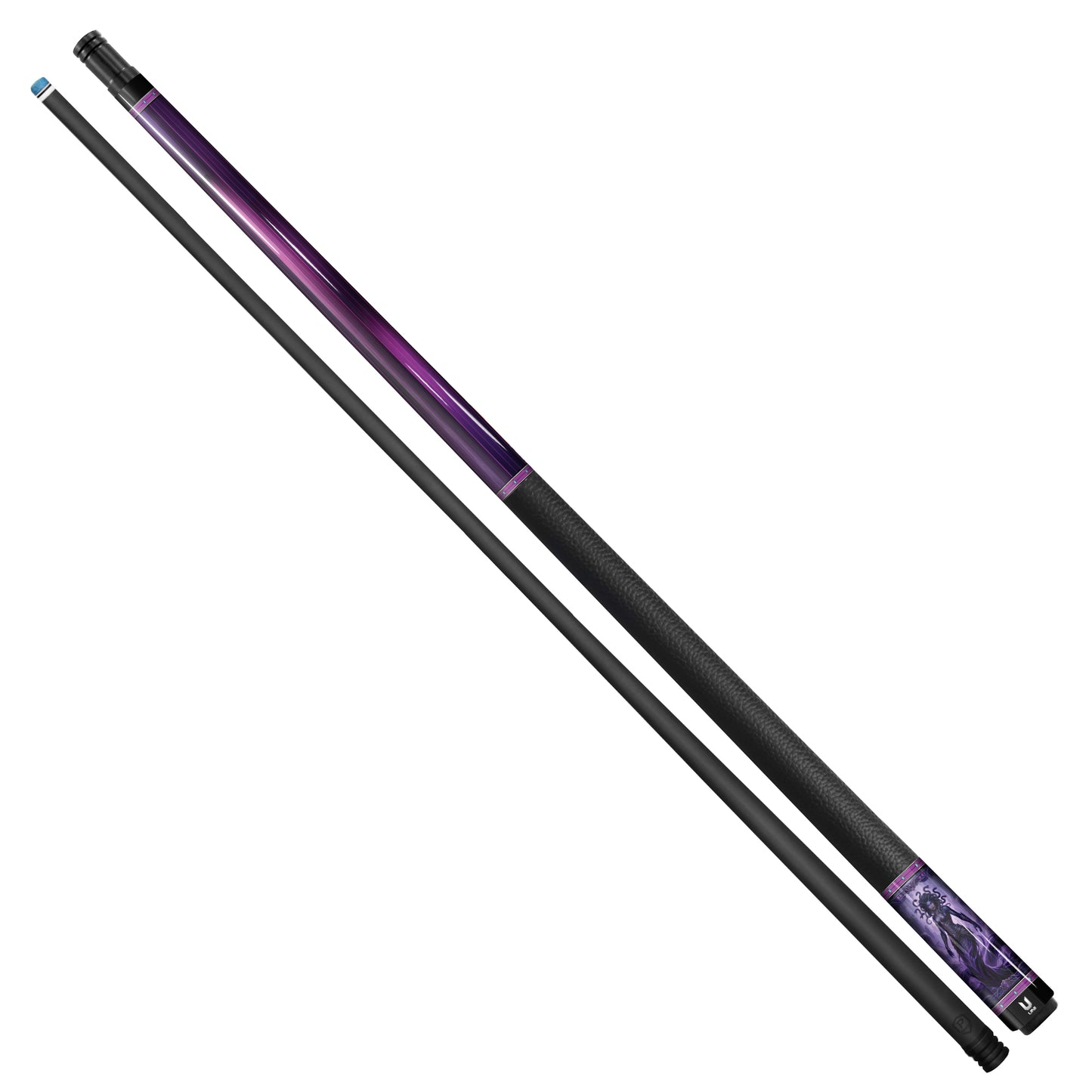Medusa "Abyssal Empress" Custom Carbon Fiber Pool Cue - Deep Purple Cosmic Energy Design - Pro-Level Low Deflection Stick with Leather Grip