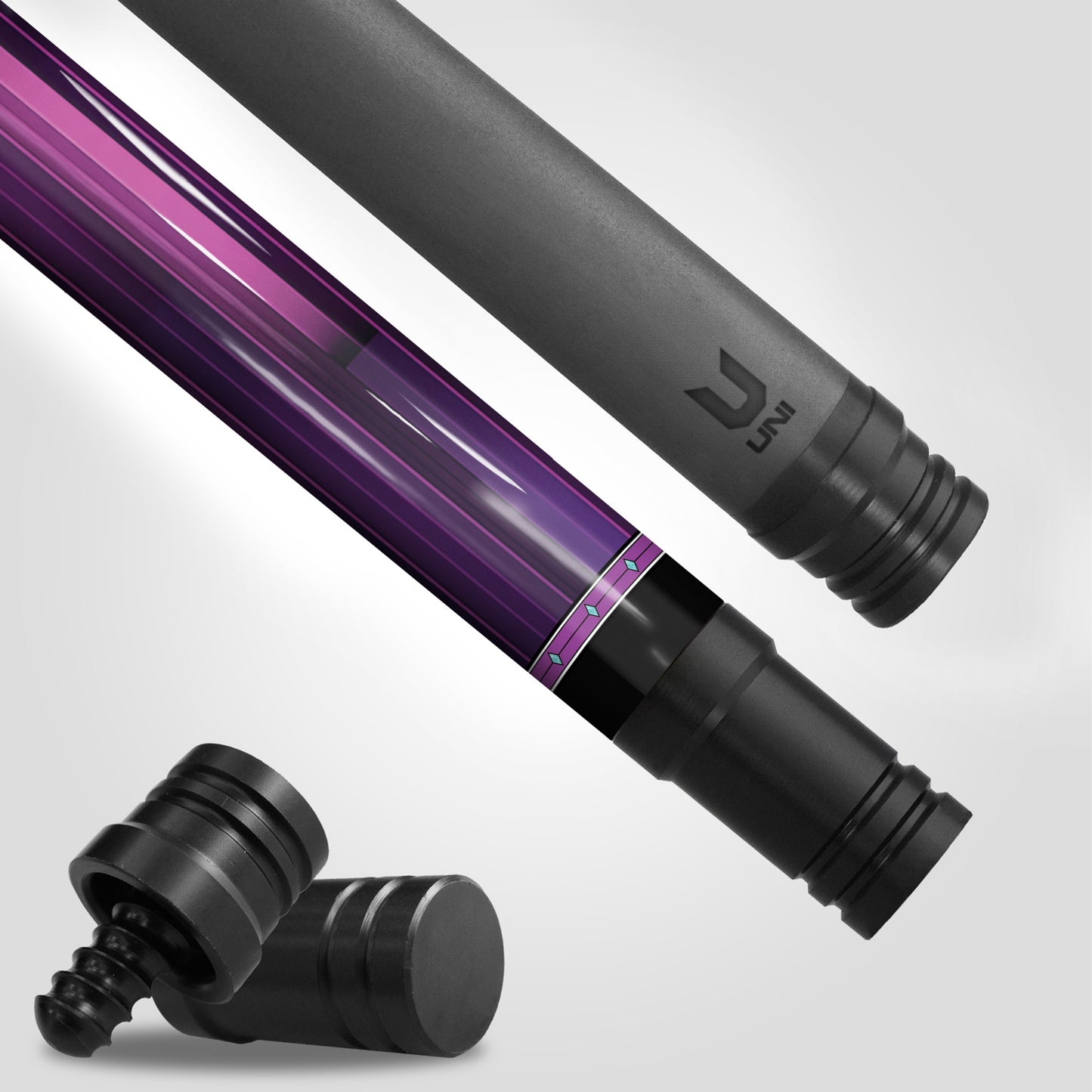 Medusa "Abyssal Empress" Custom Carbon Fiber Pool Cue - Deep Purple Cosmic Energy Design - Pro-Level Low Deflection Stick with Leather Grip