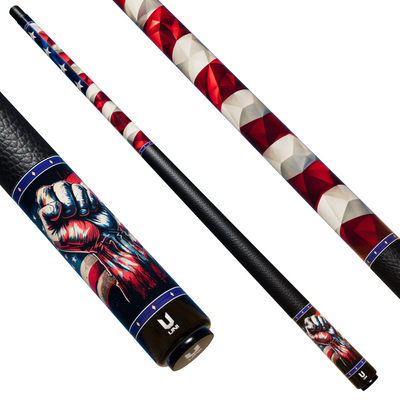 Uni American Grit & Glory Carbon Fiber Pool Cue | Low-Poly Flag & Victory Fist