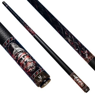 Uni Razor-Sliced Warrior Pool Cue | Glowing Red Core Abstract Razor Lines Theme