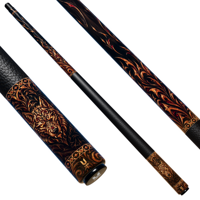 Uni Wolf Tribal Pool Cue | Obsidian Bronze Fang Theme