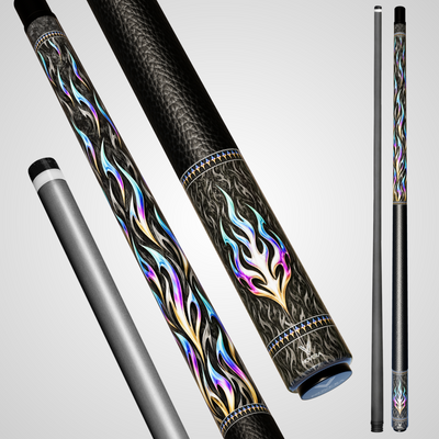 Novera Flame Wisp Carbon Fiber Pool Cue | Neon Tribal Fire