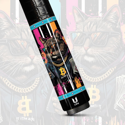Uni Cat Carbon Fiber Pool Cue | Crypto Neon Graffiti Art