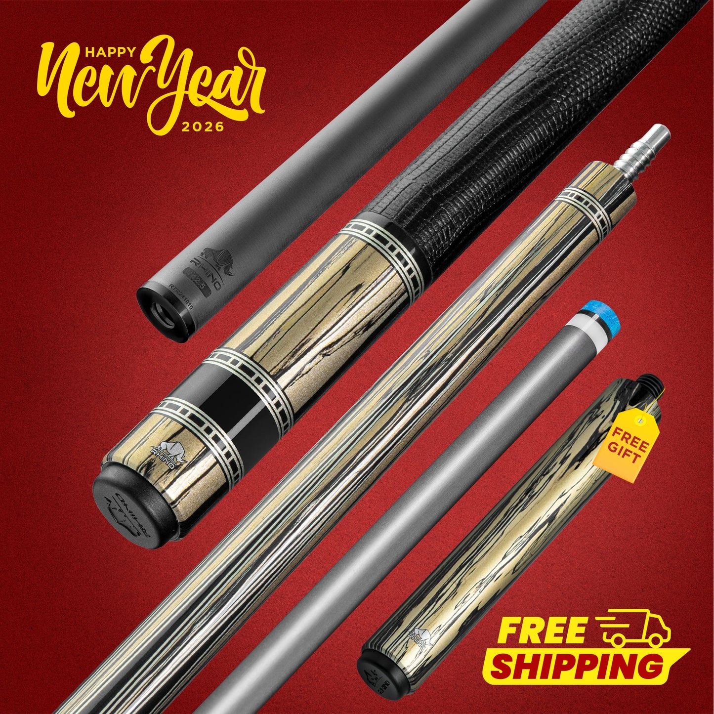 Rhino RETRÔ Pool Cue - Pale Moon Ebony - Lizard Embossed Microfiber Leather Wrap & Point.jpg