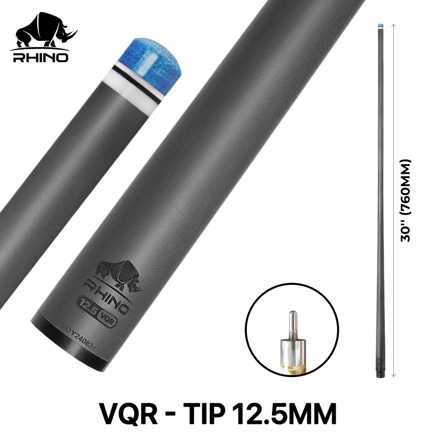 Rhino - 30" / Quick Release (VQR) Carbon Pool Cue Single Shaft