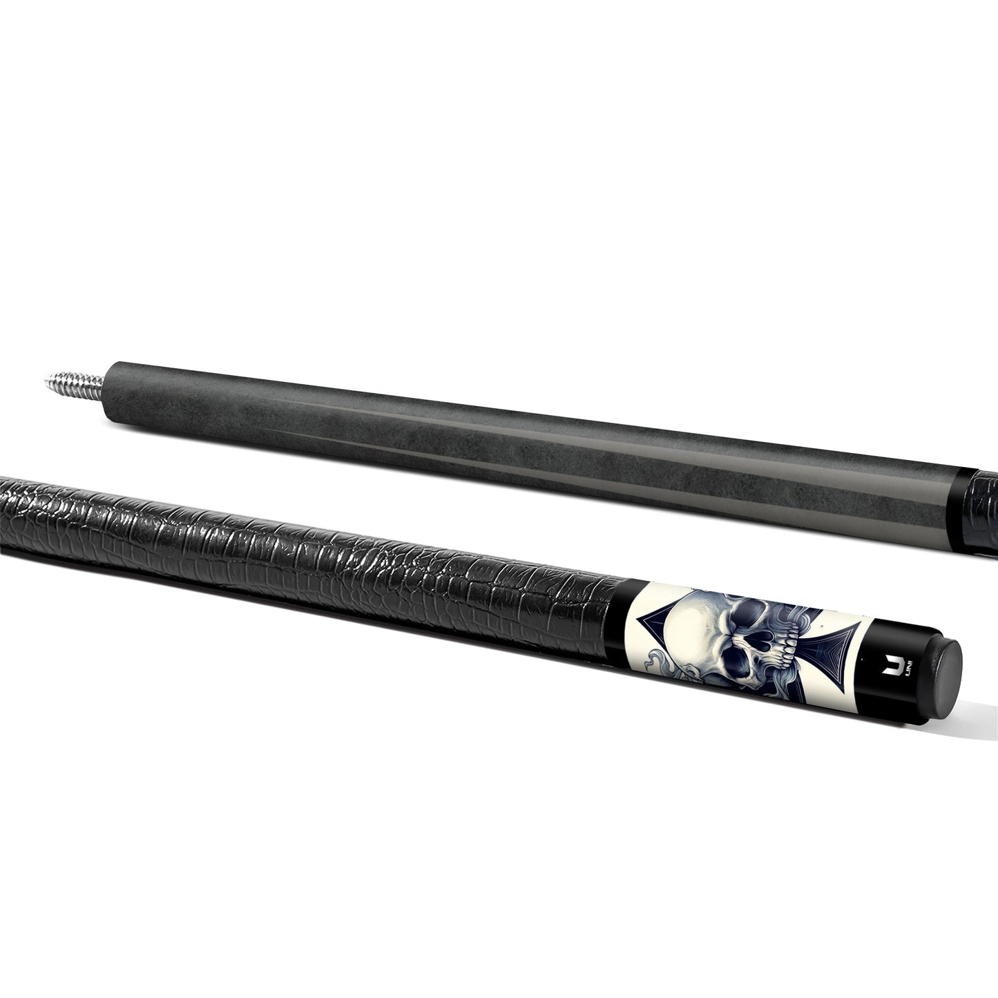 Ace of Spades Smoking Skull Carbon Fiber Pool Cue - Casino Art Dominance Stick