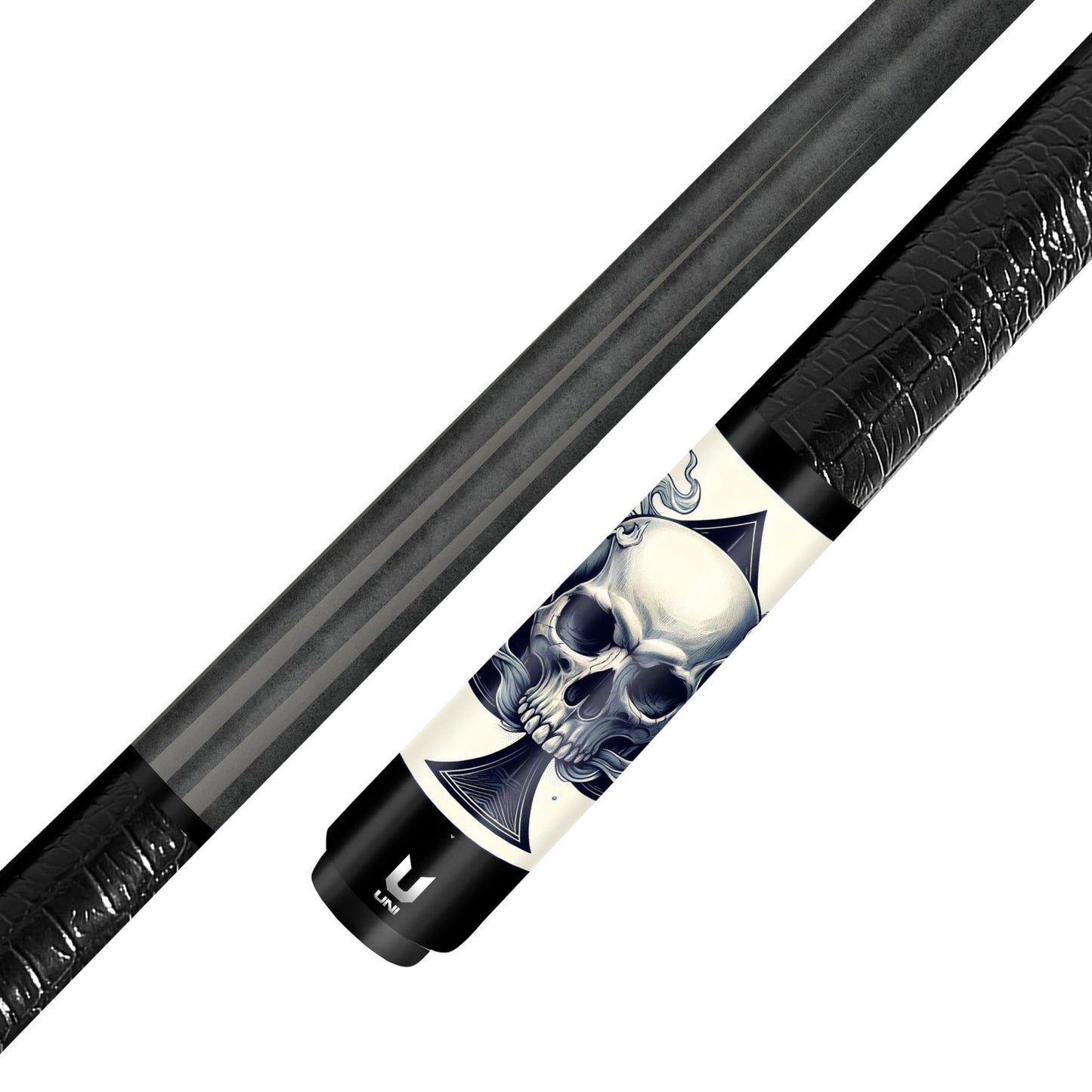 Ace of Spades Smoking Skull Carbon Fiber Pool Cue - Casino Art Dominance Stick