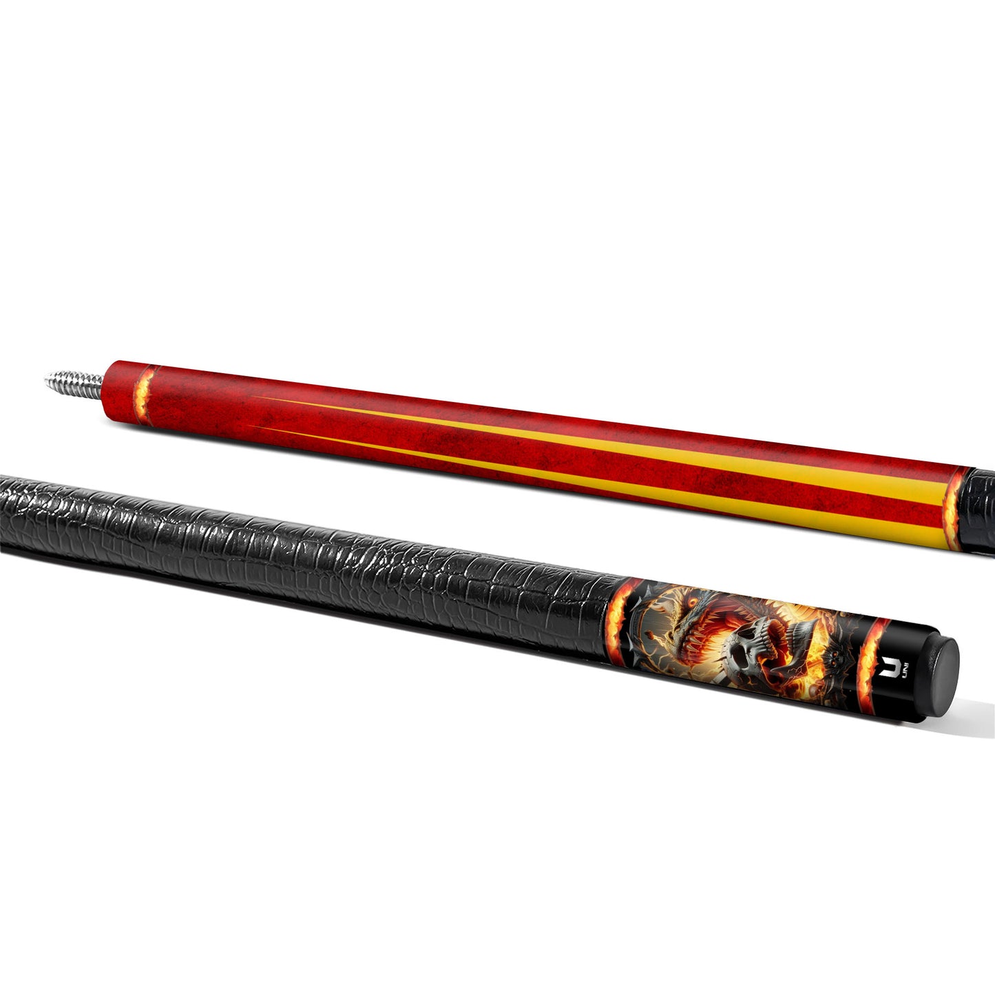 Dragon Fire Skull Carbon Fiber Pool Cue - Epic Fantasy Frame Art Stick
